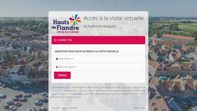 Exemple de visite virtuelle avec accès sécurisé : le beffroi de Bergues