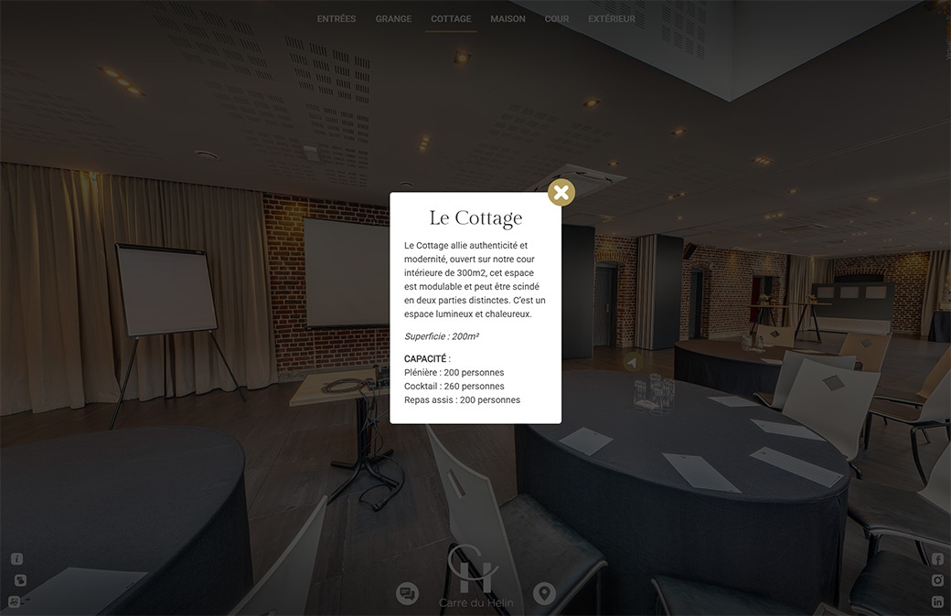 Carré du Hélin : la capacité du cottage en configuration entreprise