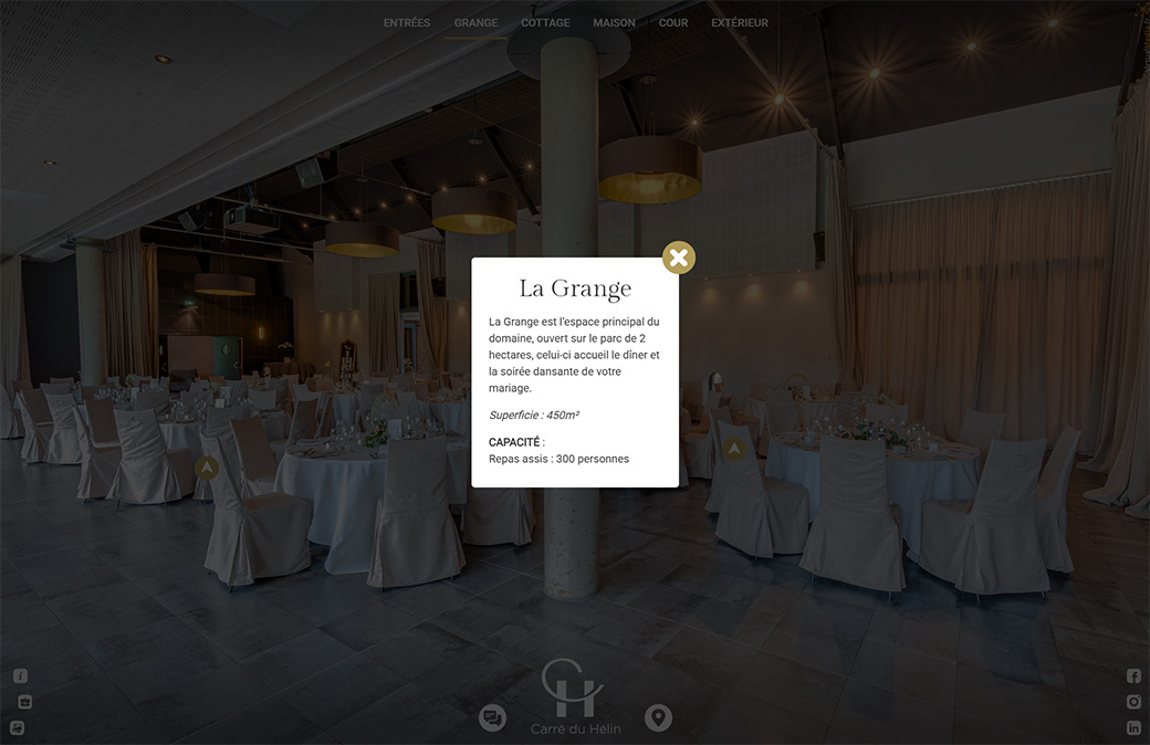 Carré du Hélin : la capacité de la grange en configuration mariage